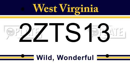 2ZTS13 West Virginia License Plate