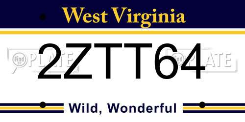 2ZTT64 West Virginia License Plate