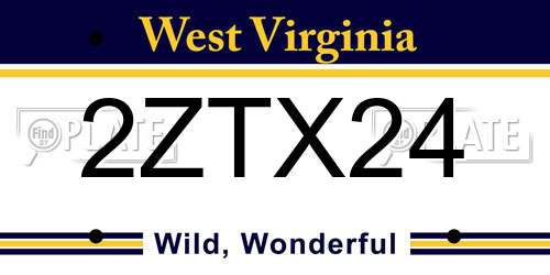 2ZTX24 West Virginia License Plate