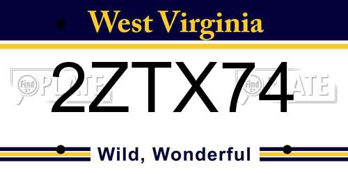 2ZTX74 West Virginia License Plate