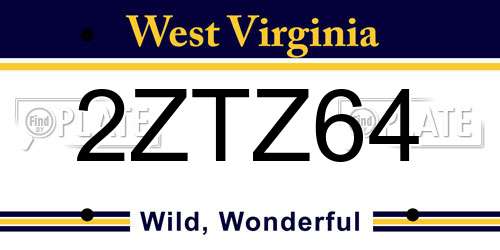 2ZTZ64 West Virginia License Plate