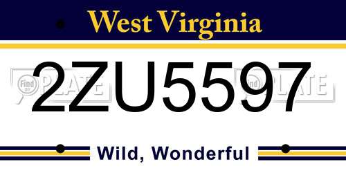 2ZU5597 West Virginia License Plate