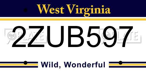 2ZUB597 West Virginia License Plate