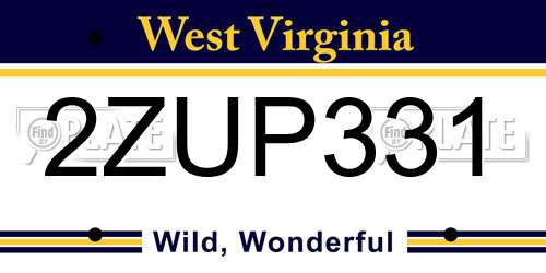 2ZUP331 West Virginia License Plate