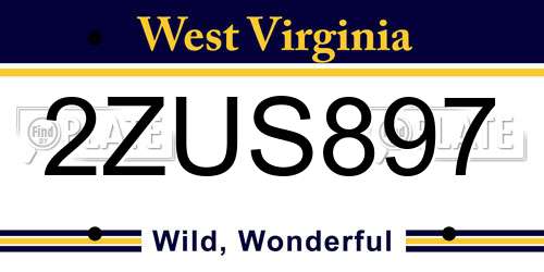 2ZUS897 West Virginia License Plate