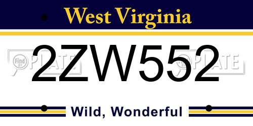 2ZW552 West Virginia License Plate