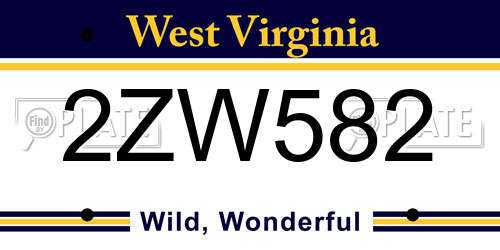 2ZW582 West Virginia License Plate