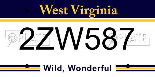 2ZW587 West Virginia License Plate