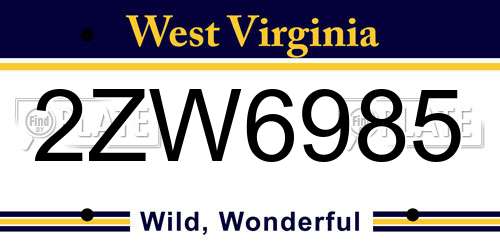 2ZW6985 West Virginia License Plate