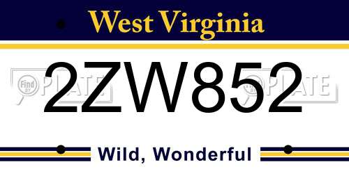 2ZW852 West Virginia License Plate