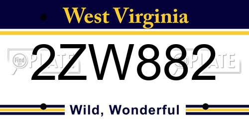 2ZW882 West Virginia License Plate