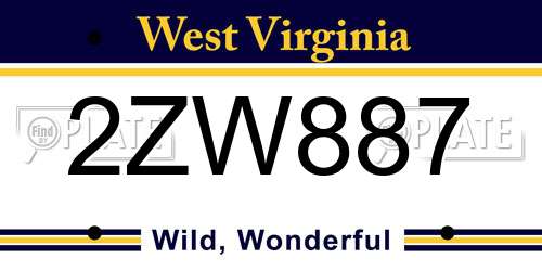 2ZW887 West Virginia License Plate