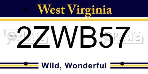 2ZWB57 West Virginia License Plate