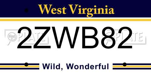 2ZWB82 West Virginia License Plate