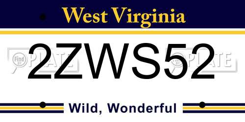 2ZWS52 West Virginia License Plate