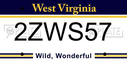 2ZWS57 West Virginia License Plate