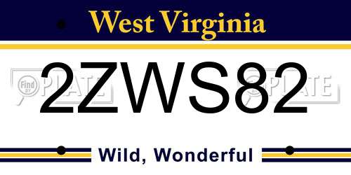 2ZWS82 West Virginia License Plate