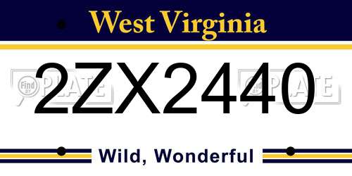 2ZX2440 West Virginia License Plate