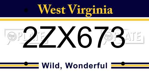 2ZX673 West Virginia License Plate