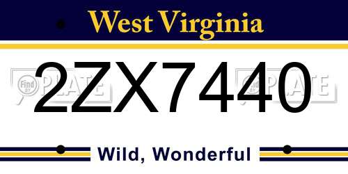 2ZX7440 West Virginia License Plate