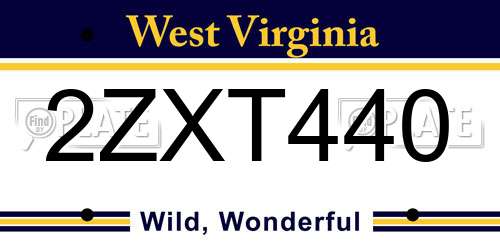 2ZXT440 West Virginia License Plate