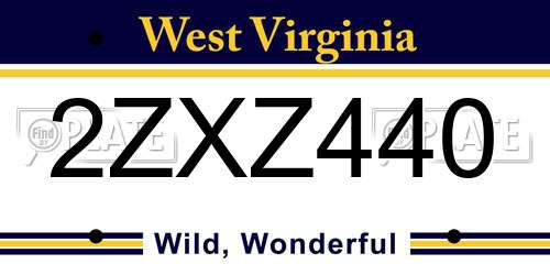2ZXZ440 West Virginia License Plate