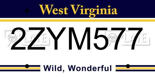 2ZYM577 West Virginia License Plate