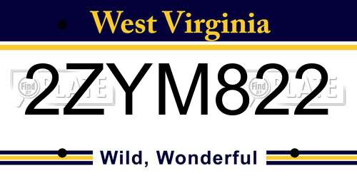 2ZYM822 West Virginia License Plate