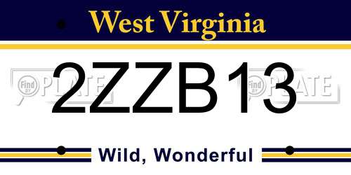 2ZZB13 West Virginia License Plate
