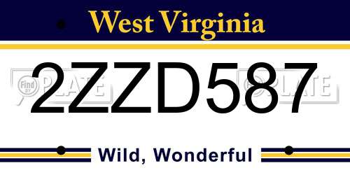 2ZZD587 West Virginia License Plate