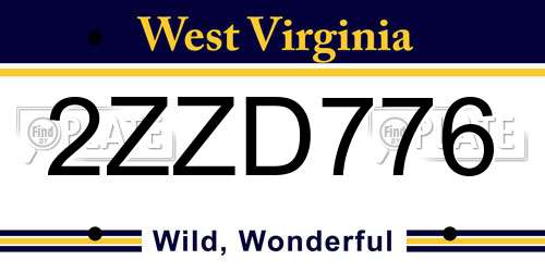 2ZZD776 West Virginia License Plate