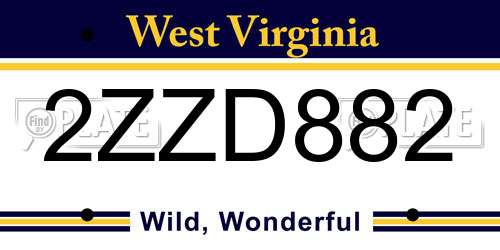 2ZZD882 West Virginia License Plate
