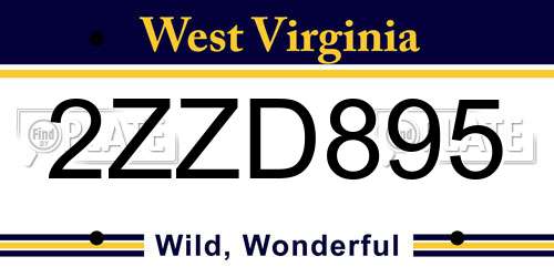 2ZZD895 West Virginia License Plate