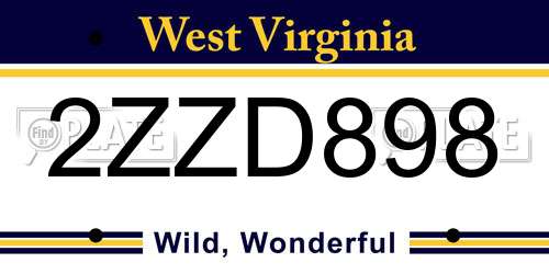 2ZZD898 West Virginia License Plate
