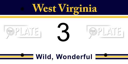 3 West Virginia License Plate