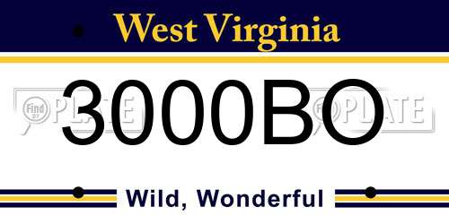 3000BO West Virginia License Plate