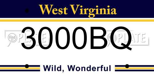 3000BQ West Virginia License Plate