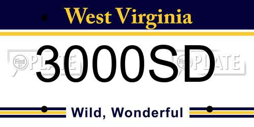 3000SD West Virginia License Plate