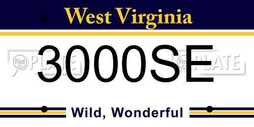 3000SE West Virginia License Plate