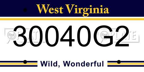 30040G2 West Virginia License Plate