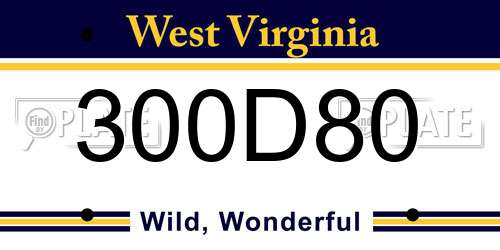 300D80 West Virginia License Plate