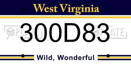 300D83 West Virginia License Plate