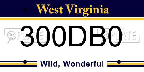 300DB0 West Virginia License Plate