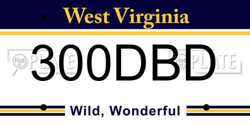 300DBD West Virginia License Plate