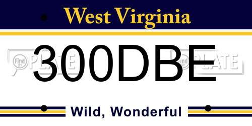 300DBE West Virginia License Plate