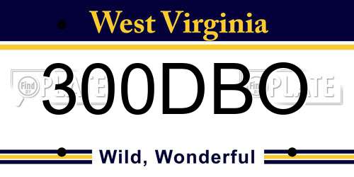 300DBO West Virginia License Plate