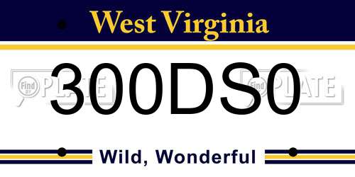 300DS0 West Virginia License Plate