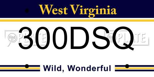 300DSQ West Virginia License Plate