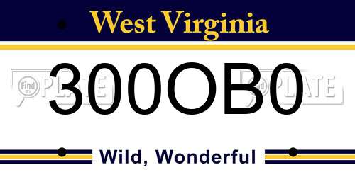 300OB0 West Virginia License Plate