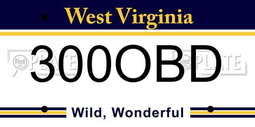 300OBD West Virginia License Plate